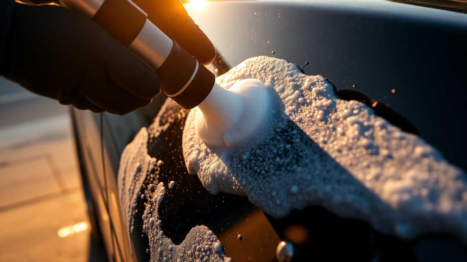 Foam cannon on glossy paint